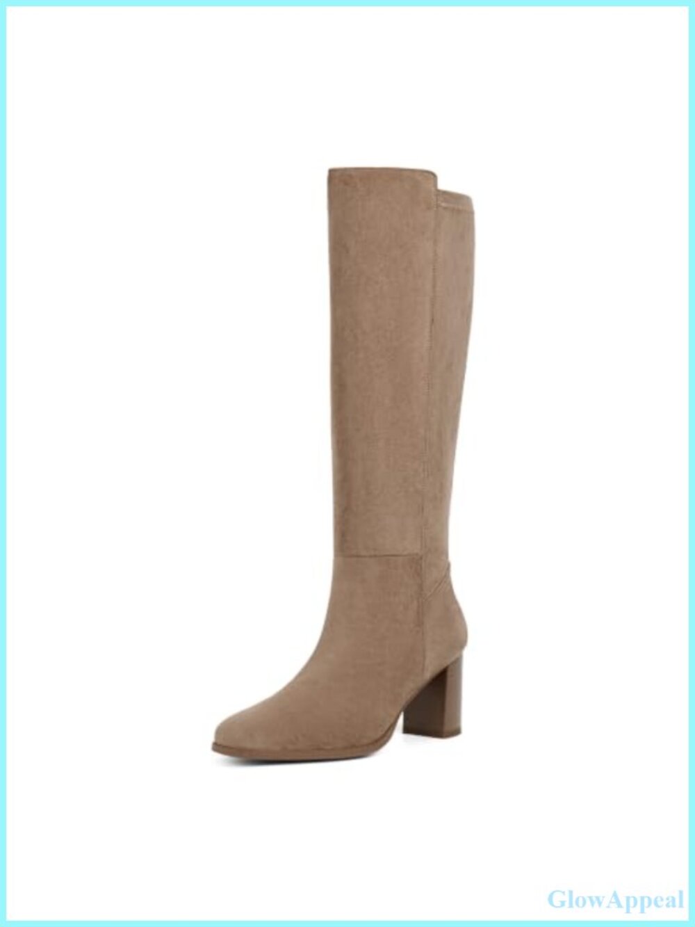 Women's Stretchy Knee High Boots Square Toe Chunky Block Heel Faux Suede
